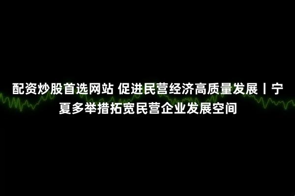 配资炒股首选网站 促进民营经济高质量发展丨宁夏多举措拓宽民营企业发展空间